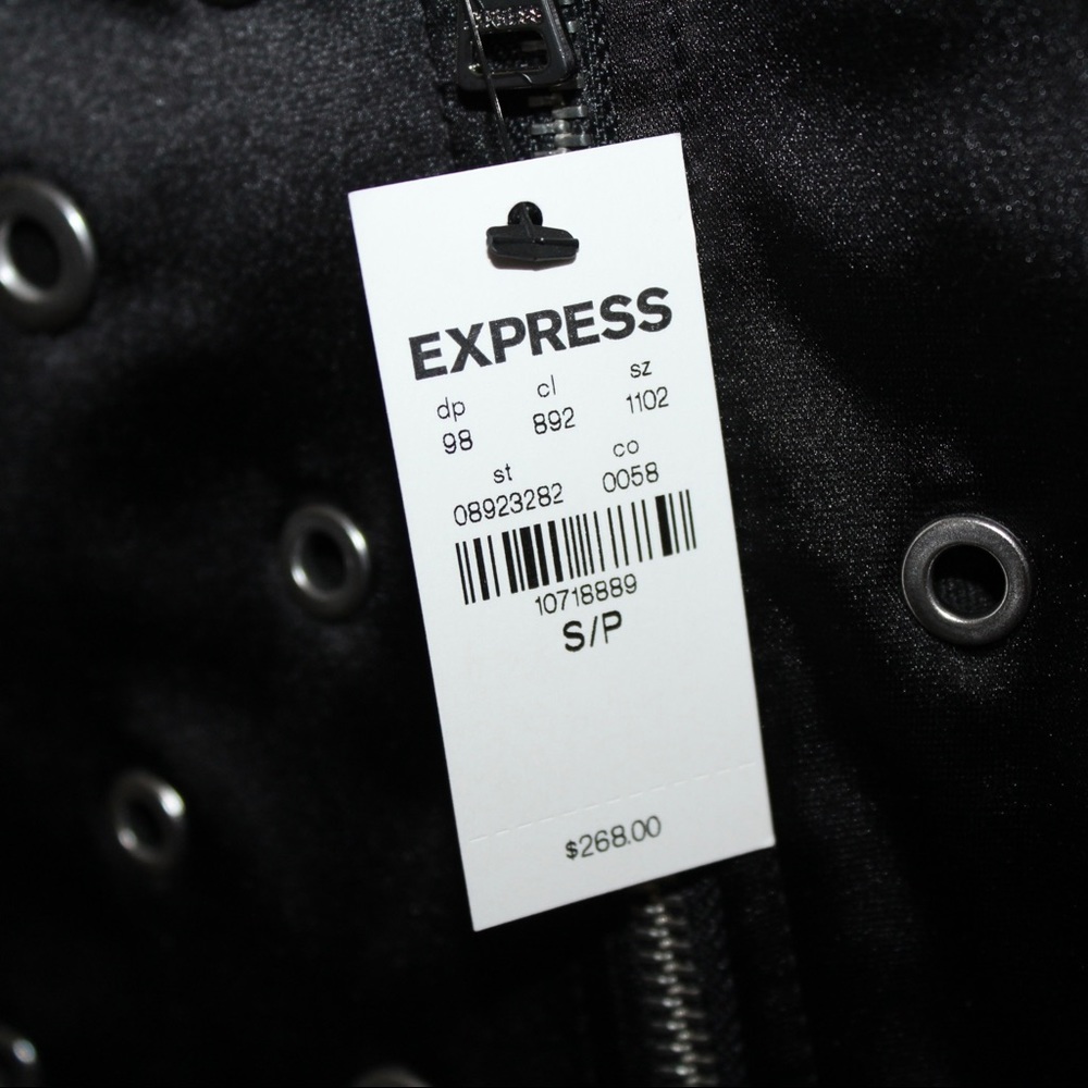 Express Black Eyelet Bomber Jacket - Picture 5 of 15